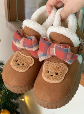 卡通蝴蝶结小熊甜美休闲雪地靴