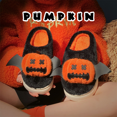 保暖万圣节可爱幽灵情侣毛毛鞋