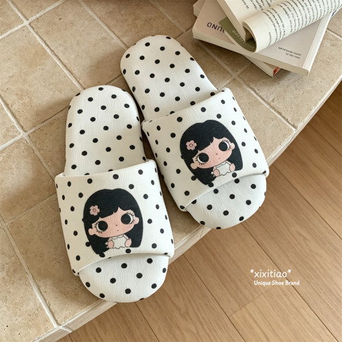 甜美卡通女孩棉布拖鞋女家用