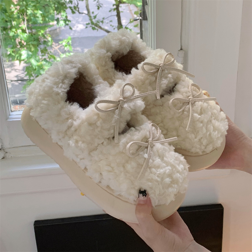 冬季外穿舒适保暖亲子毛绒棉鞋网红仙女风百搭休闲蝴蝶结豆豆鞋女,女鞋,棉鞋,淘宝优惠券,粉丝福利购,淘宝优惠卷