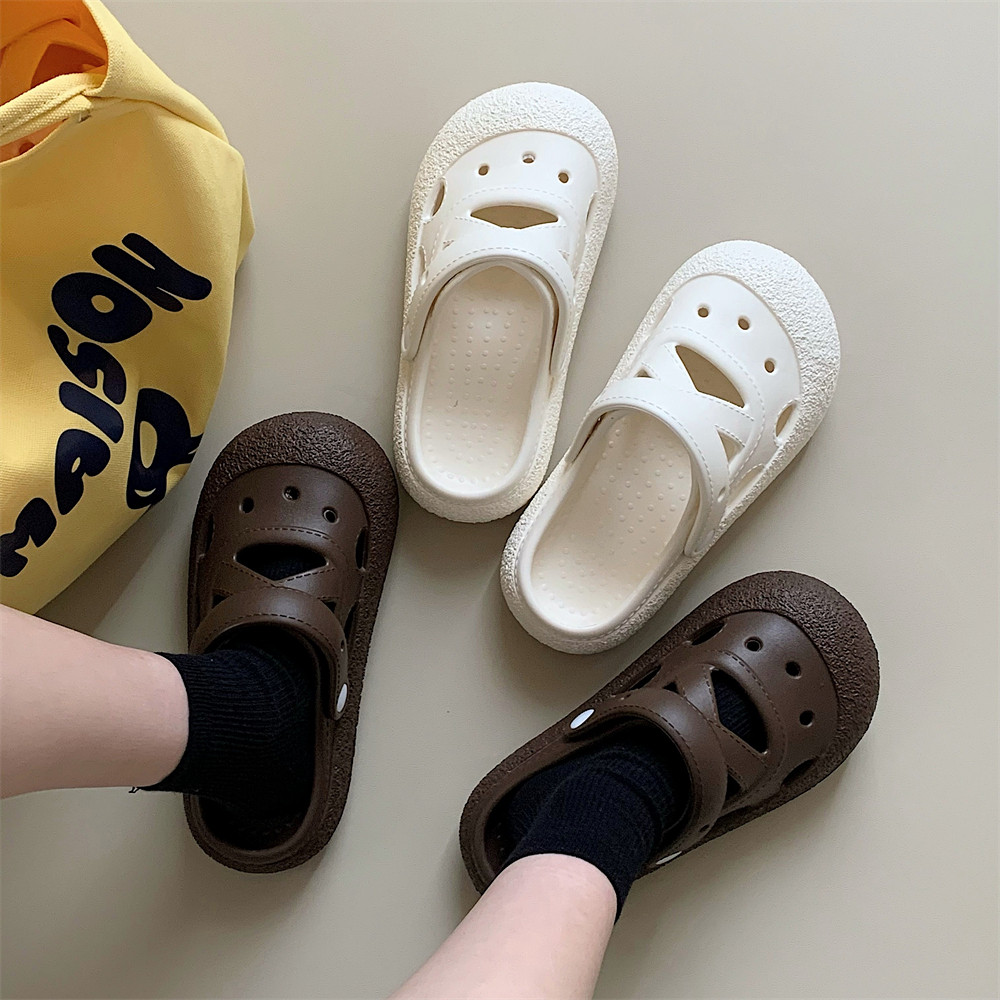 日系创意交叉带洞洞鞋女夏季纯色百搭防滑亲子海边度假沙滩凉拖鞋,女鞋,洞洞鞋,淘宝优惠券,粉丝福利购,淘宝优惠卷