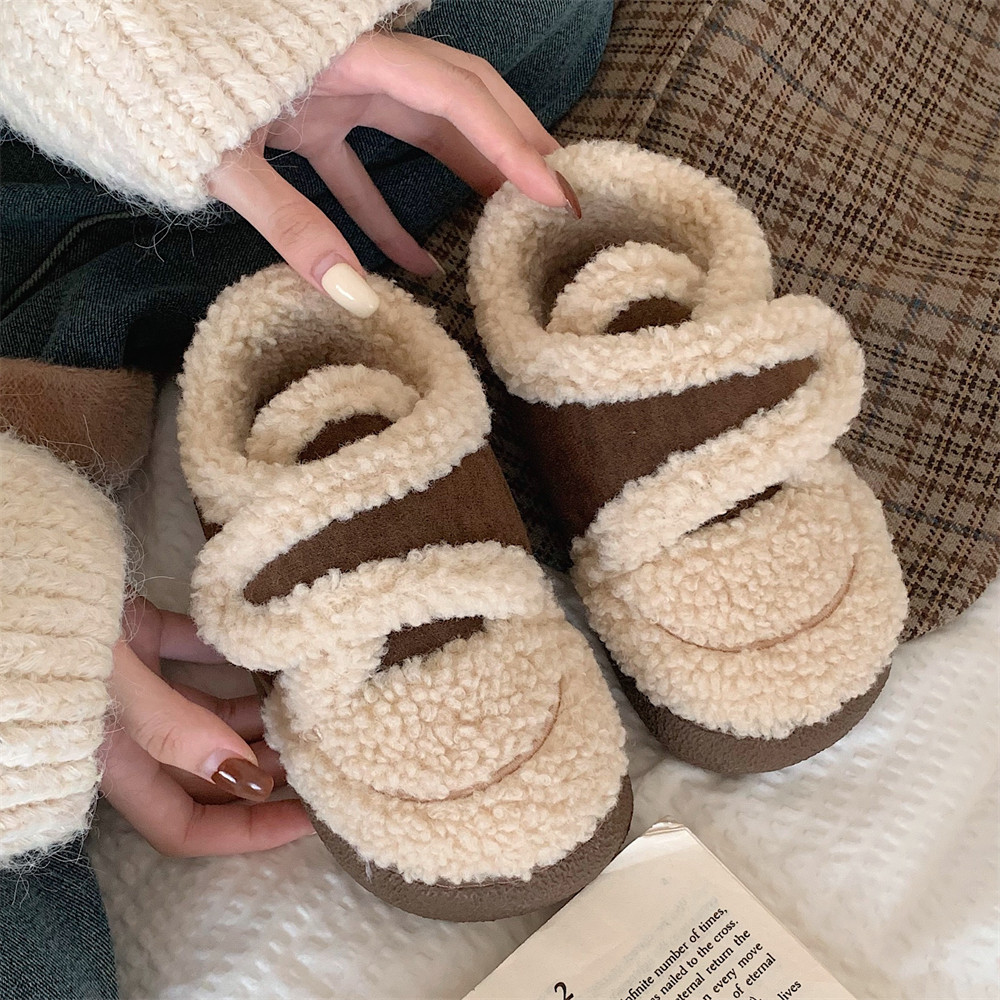 女冬ins羊羔毛魔术贴毛绒棉拖鞋外穿防滑保暖软底亲子乐福豆豆鞋,居家布艺,居家棉拖/棉鞋,淘宝优惠券,粉丝福利购,淘宝优惠卷