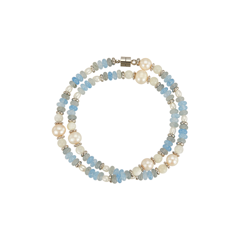 Riotlily/艾特里里假日微澜系列海蓝宝珍珠串珠手链圣诞送女友