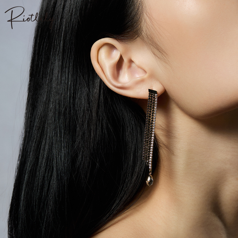 Riotlily/艾特里里灰色流光系列耳环钉坠黑白优雅送女友圣诞礼物