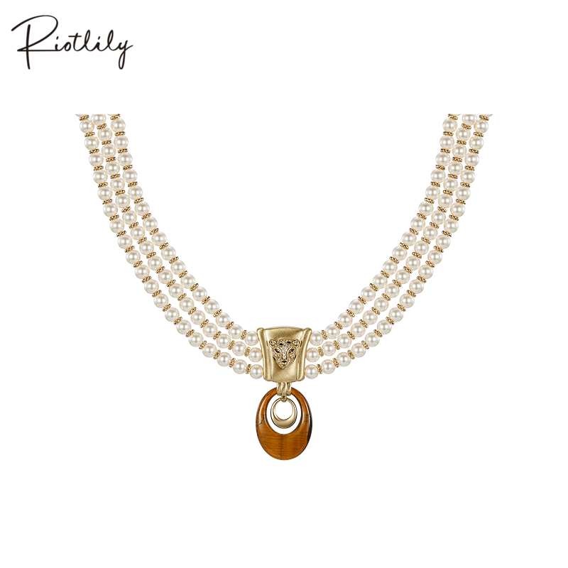 Riotlily/艾特里里金钱豹新年系列项链送女友礼物珍珠高端简约