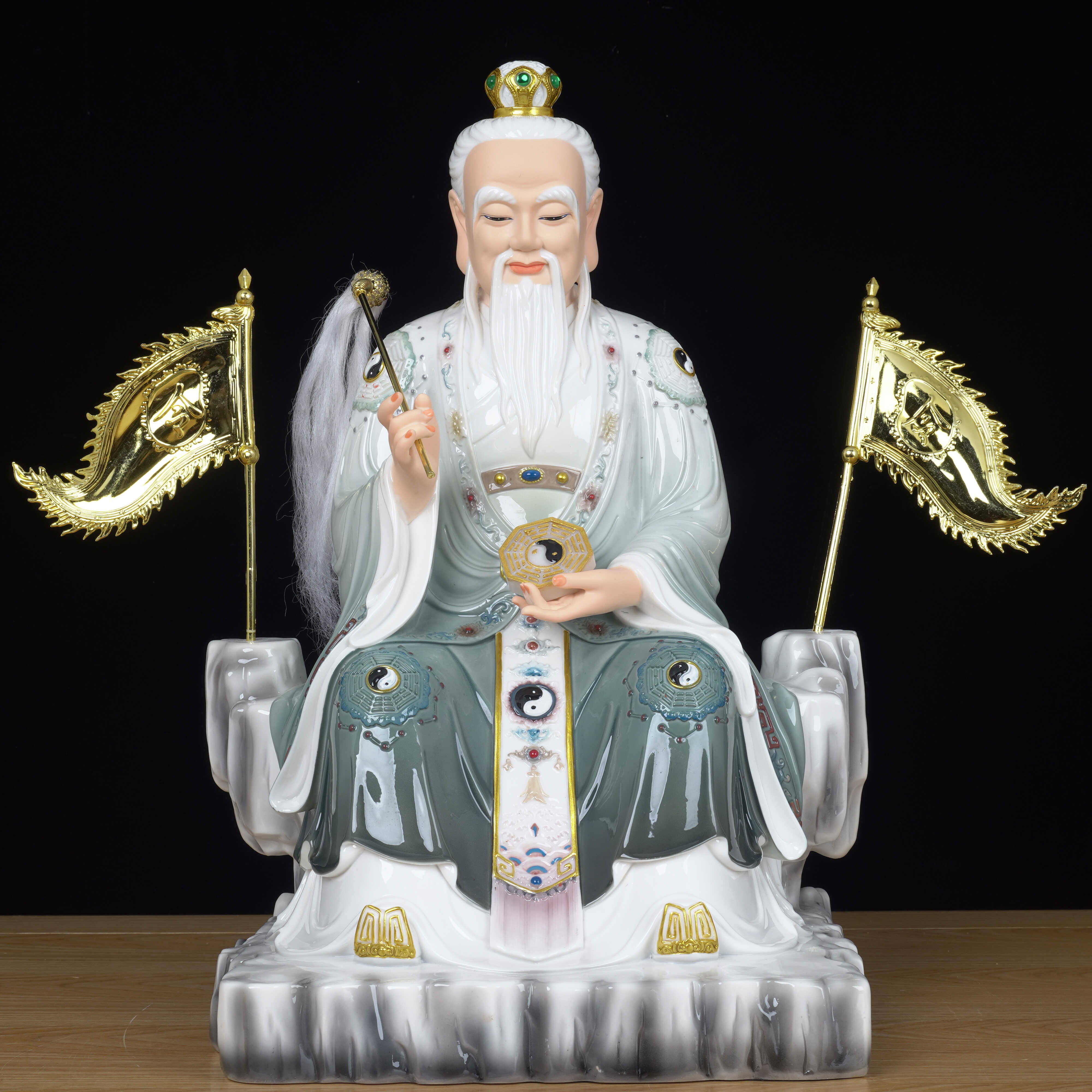 鸿钧老祖神像家用供奉鸿钧道人像体真身摆件仿陶瓷佛像祖师爷像体