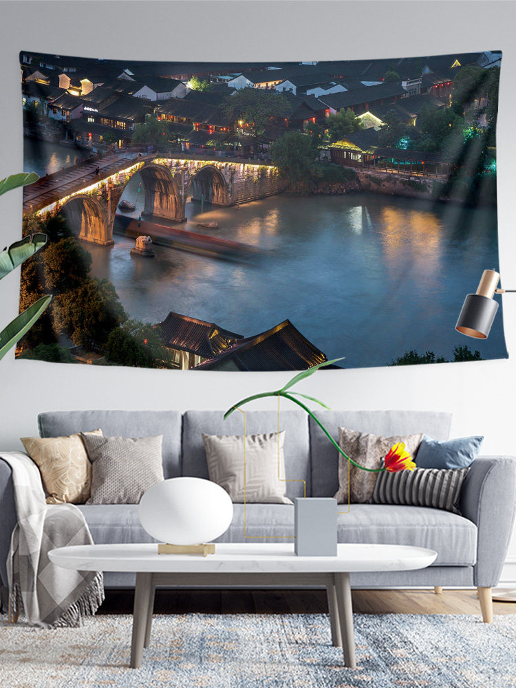 절강 항주 서호 관광 기념 선물 맞춤형 거실 소파 장식 배경 벽 천 포스터 태피스트리 교수형 천