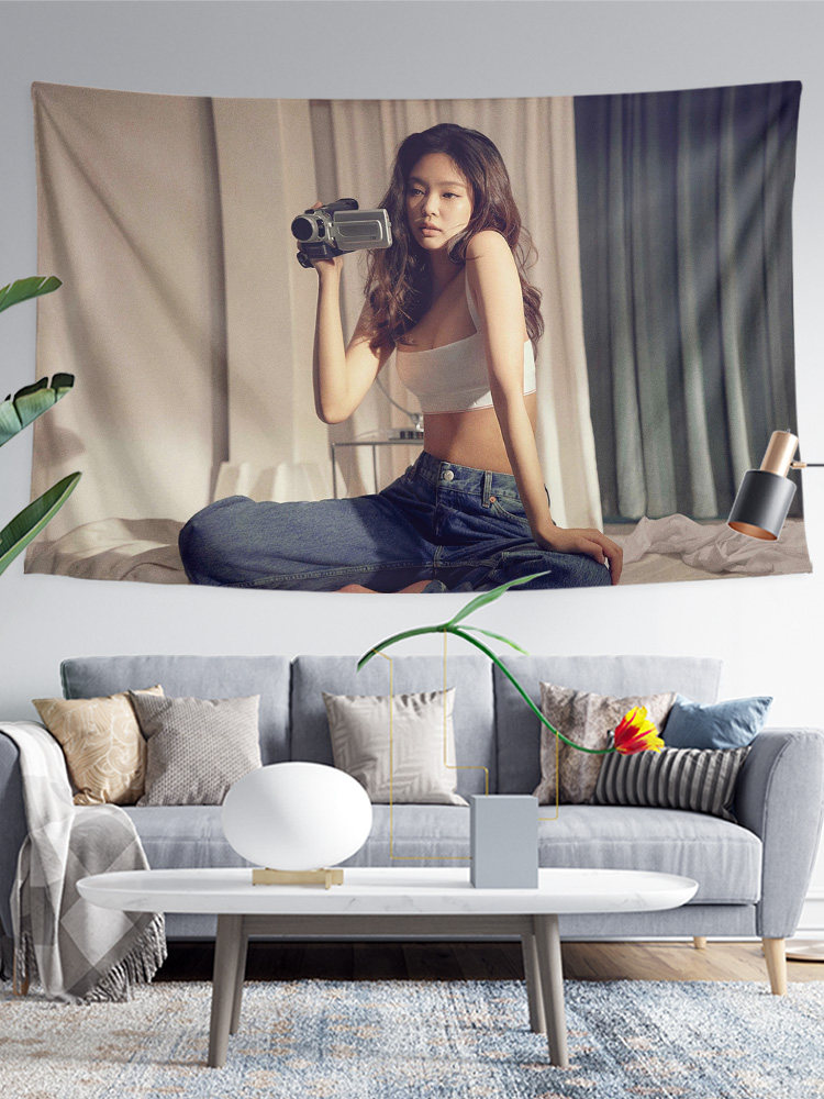 JENNIE JENNIE의 같은 스타일 팬 지원 주변 사진 장식 배경 천 포스터 교수형 천 벽 담요