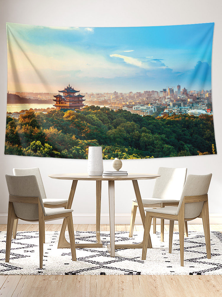 절강 항주 서호 관광 기념 선물 맞춤형 거실 소파 장식 배경 벽 천 포스터 태피스트리 교수형 천