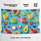 创意水果合集水果店汽车摆摊餐厅饮品店装 饰海报背景墙布挂布挂毯