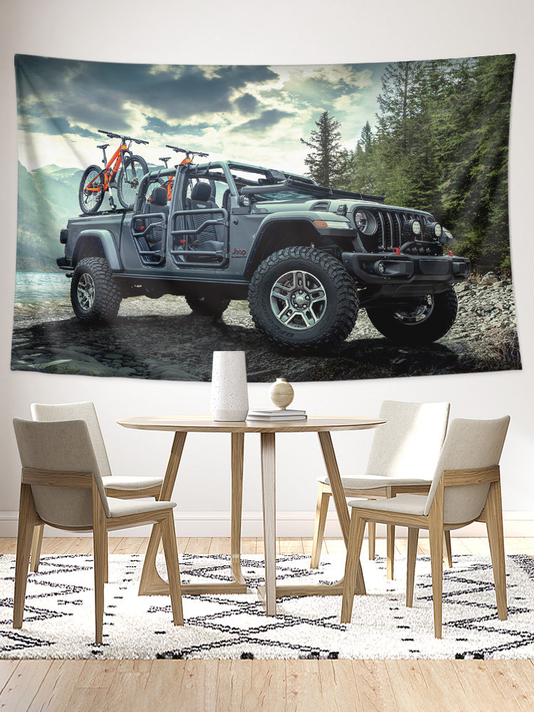 JEEP 지프 랭글러 오프로드 차량 주변 기숙사 침실 장식 포스터 배경 천 교수형 천 벽 취재 태피스트리