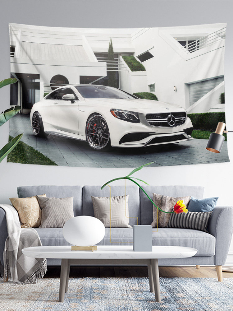 메르세데스-벤츠 S-클래스 AMG S65 S63 럭셔리 성능 스포츠카 주변 장식 그림 배경 벽 천 포스터 태피스트리 교수형 천