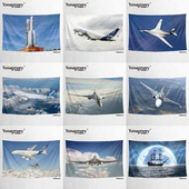 飞机火箭海盗船海报网红卧室宿舍工作室墙壁遮盖装 饰背景布挂布