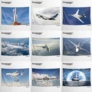 飞机火箭海盗船海报网红卧室宿舍工作室墙壁遮盖装 饰背景布挂布