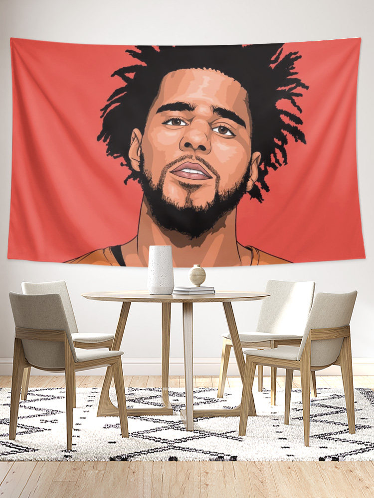 J. COLE J. COLE 미국 힙합 랩퍼 주변 벽 천으로 장식 배경 천 포스터 교수형 천 태피스트리