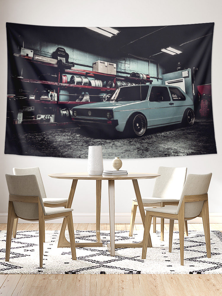 폭스바겐 1세대 및 2세대 골프 복고풍 감성 자동차 사진 주변 장식 그림 배경 벽 천 포스터 교수형 천