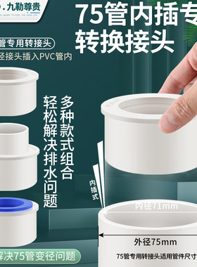 PVC管道接75PVC管道75转50下水管补芯接头下水管件内插变径大小头