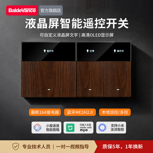 高颜值木纹带屏智能开关