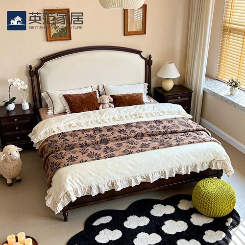 复古全实木双人床180x200主卧床