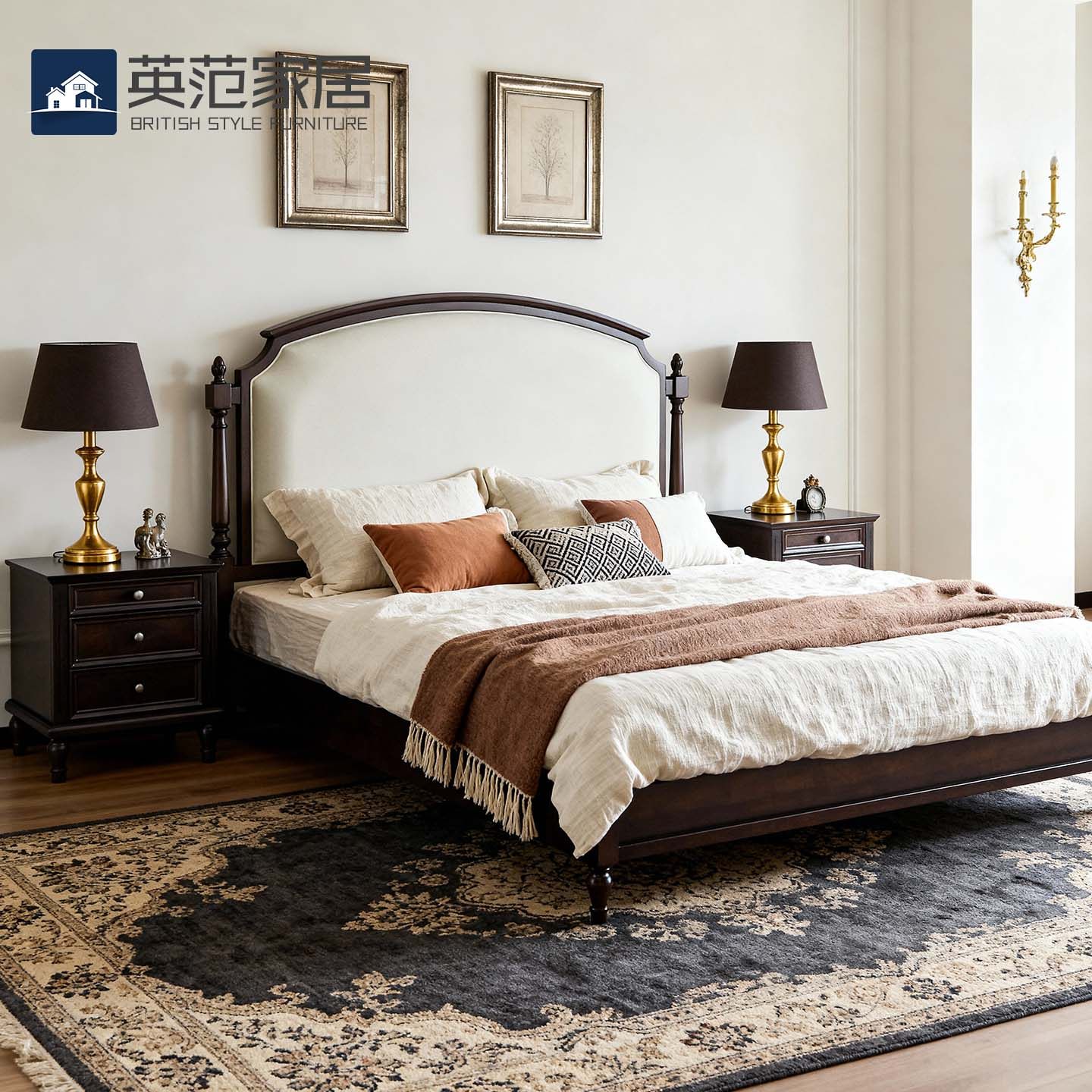 法式中古风1米8全实木床美式双人