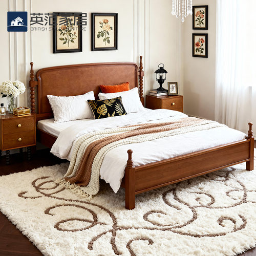 美式实木床1米8主卧高端大气双人