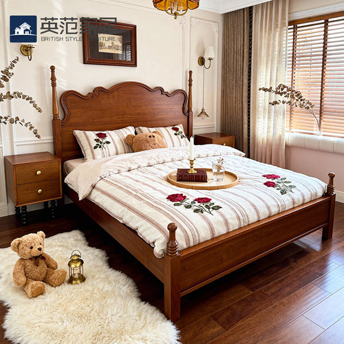 美式实木床法式1米8主卧双人大床