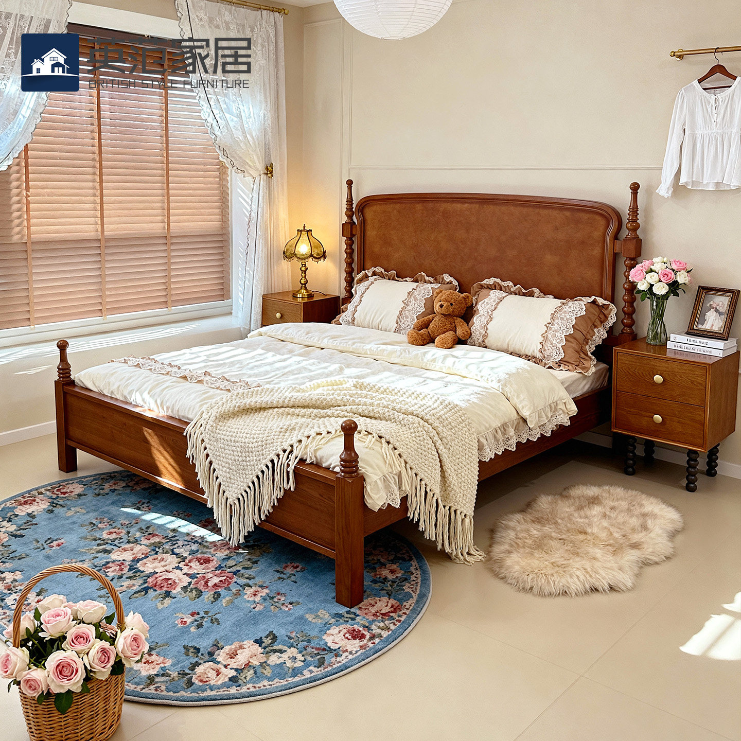 法式实木床高级感双人主卧床复古