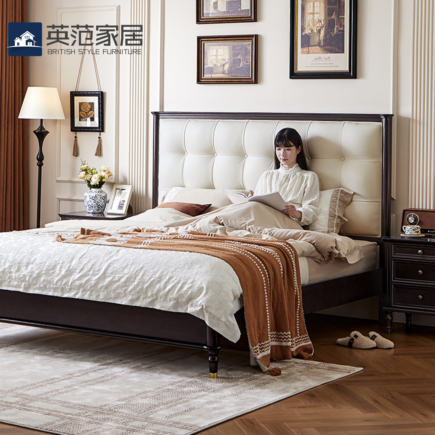 法式复古实木床中古风主卧双人床