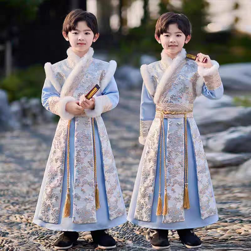 男童汉服秋冬2025新款儿童中式国风唐装小少爷帅气古装飞鱼服冬季