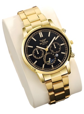 Calendar quartz steel strip watch with large dial男表