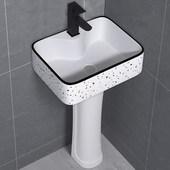 小户型立柱盆一体落地式 陶瓷洗手盆化妆室阳台公寓租房墙角洗脸盆