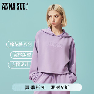 落肩卫衣宽松运动上衣 ANNA SUI安娜苏运动 棉花糖 明星同款