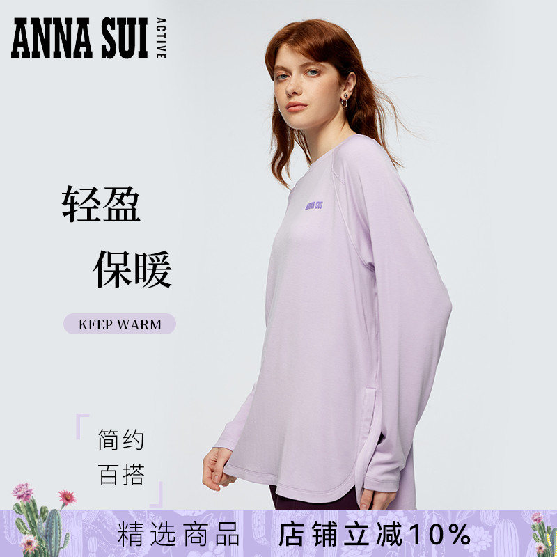 安娜苏圆领长袖罩衫T恤