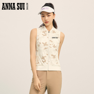 SUI 玫瑰花棋盘格印花修身 俱乐部系列 ANNA 马甲无袖 拉链上衣