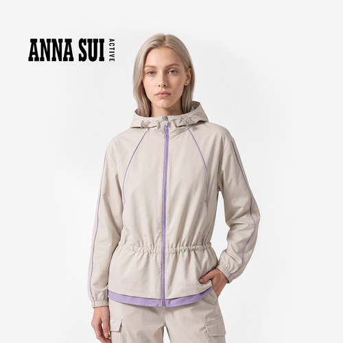 安娜苏运动时尚冲锋衣女秋冬新品夹克连帽外套 ANNASUI ACTIVE