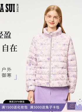 ANNA SUI安娜苏运动 花苞领90%白鹅绒防泼水印花排骨羽绒服轻薄女