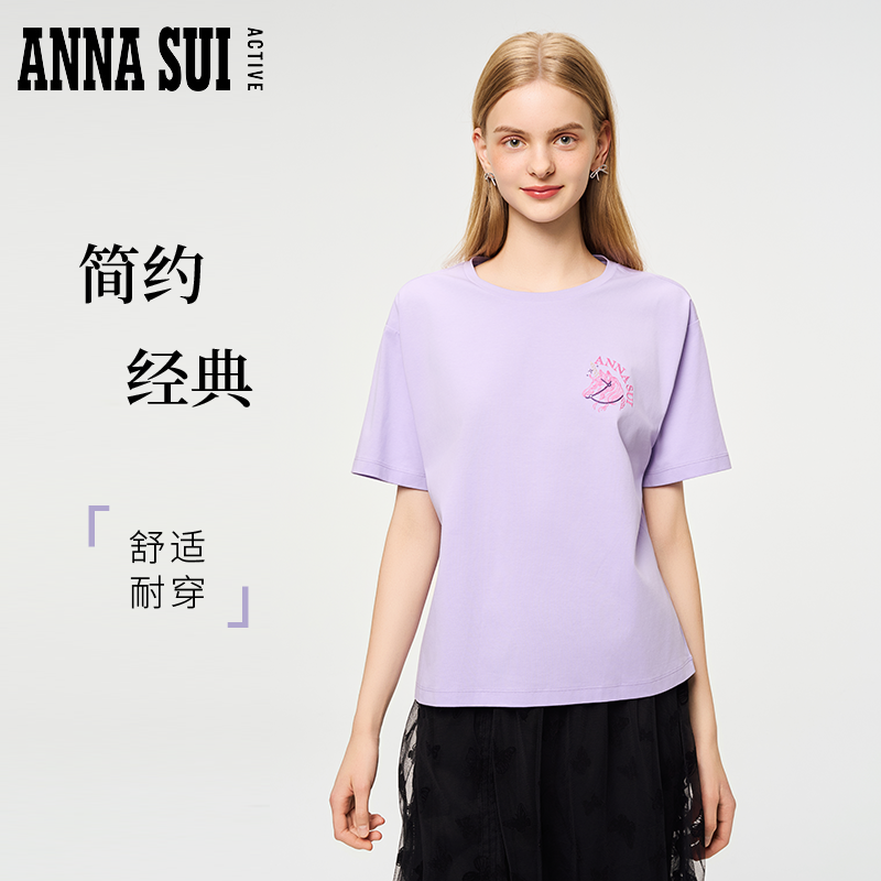 安娜苏运动落肩廓形宽松短袖T恤