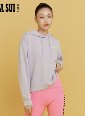 ANNA SUI安娜苏运动  棉花糖系列 明星同款紫色套头连帽卫衣百搭