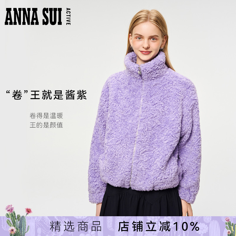 安娜苏运动仿泰迪卷毛宽松外套