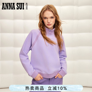 ANNA 探索系列 半高领拼接抓绒卫衣套头刺绣插肩袖 SUI安娜苏运动
