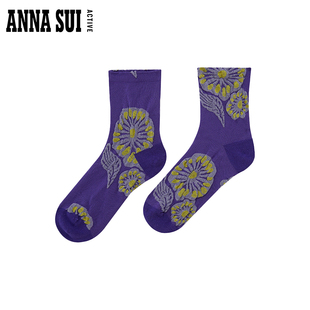 撞色花卉运动休闲袜 ANNA SUI