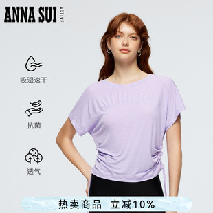 系列垂柳3A抗菌透气微褶吸湿速干瑜伽T恤女 ANNASUI安娜苏运动多元