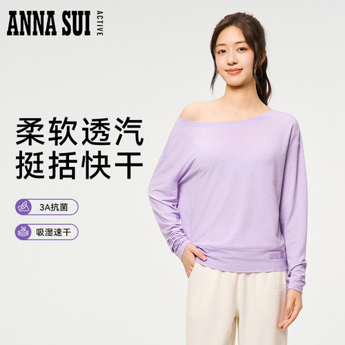 安娜苏运动斜肩长袖T恤