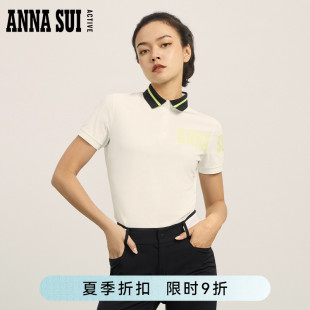 高爾夫修身 ANNA SUI安娜蘇運動 俱樂部系列 T恤上衣 POLO撞色短袖