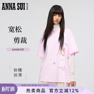 花卉印花软糯亲肤圆领休闲宽松短袖 夏季 T恤女 SUI安娜苏运动 ANNA