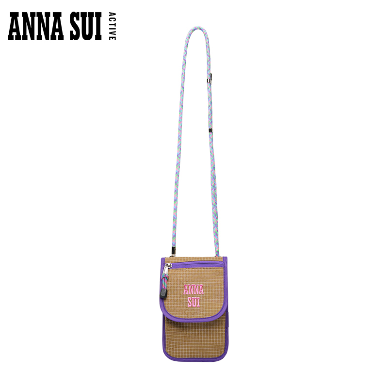 ANNA SUI安娜苏运动 撞色条纹背提包便携斜挎手机包