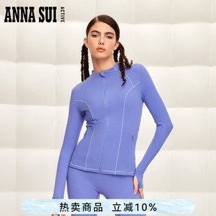 磨毛修身 ANNA SUI安娜苏运动 棉花糖 纯色瑜伽外套弹力女士长袖