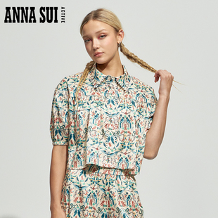 防晒衬衫 ANNA 假日复古提花泡泡袖 安娜系列 SUI安娜苏运动 经典