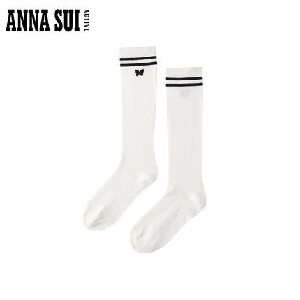 ANNA SUI安娜苏运动 条纹撞色运动长袜