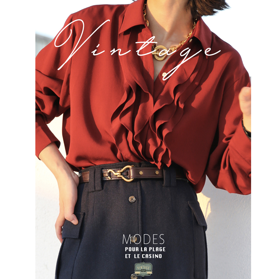 三所vintage经典复古荷叶边衬衫